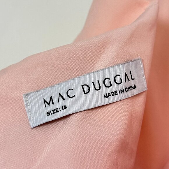 MAC DUGGAL V-Neck Sleeveless A-Line Fully Lined Ball Gown in Blush Size US 14 - Picture 6 of 9